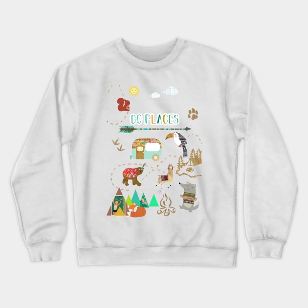 Go Places Kids Collage Crewneck Sweatshirt by GreenNest